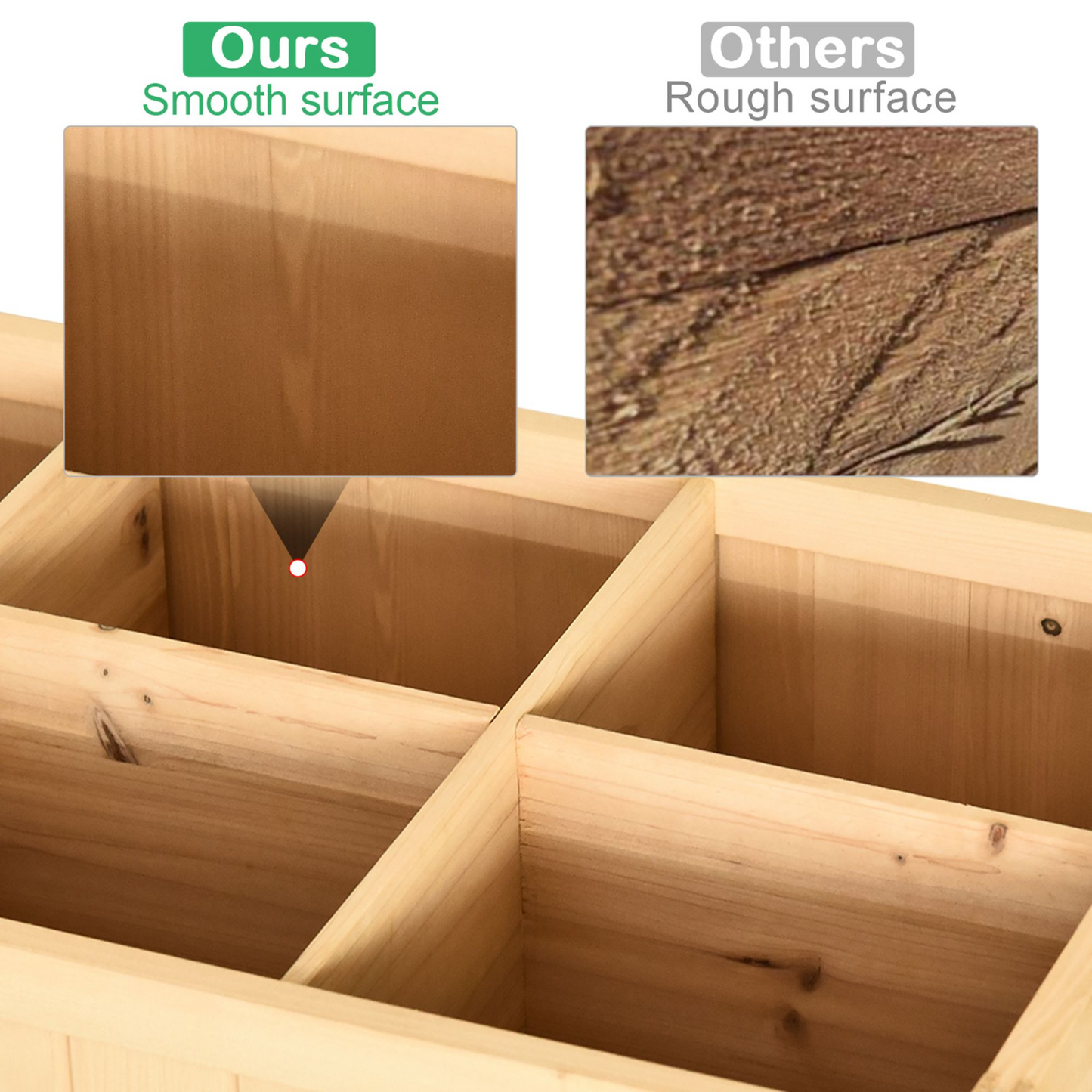 Outsunny Wooden Herb Planter Raised Bed Container Garden Plant Stand Bed 8 Boxes 110L x 46W x 76Hcm Natural