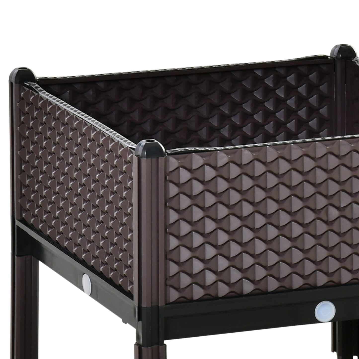 Outsunny Set of 2 50x50x46.5cm 41L Self-Watering Raised Planter Boxes w/ Drainage Holes