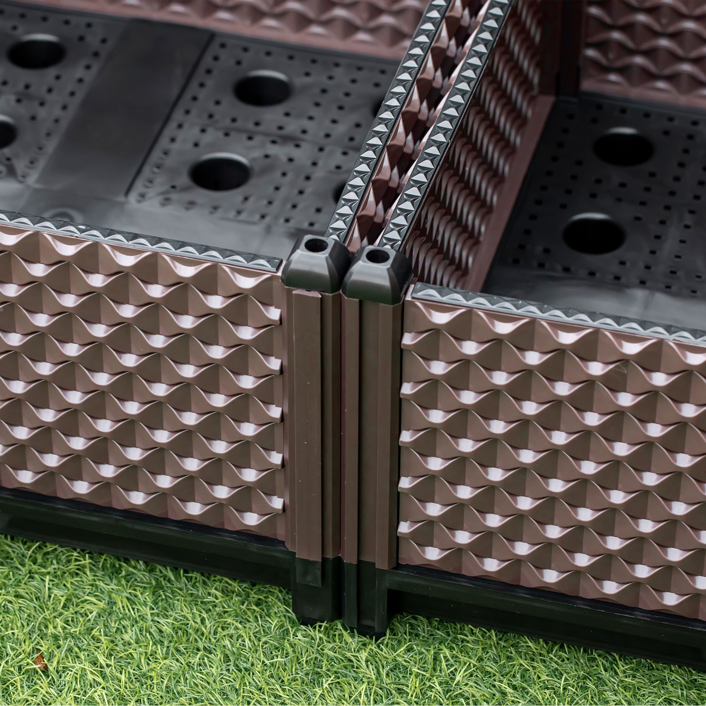 Outsunny 4pc 50x50x46.5cm 41L Self-Watering Raised Garden Bed Planter Box Kit w/Drainage