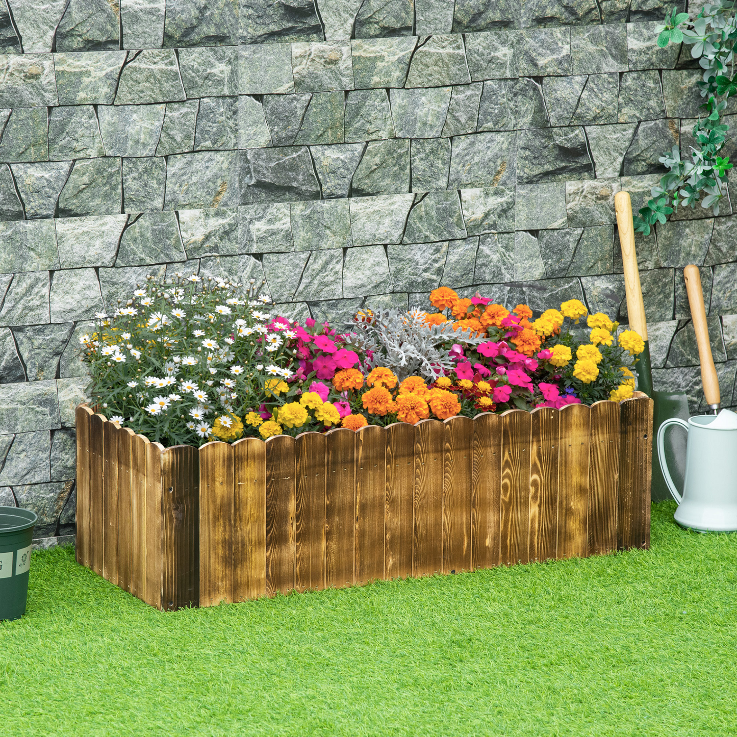 Outsunny 109L Wooden Raised Garden Bed - 100x40x30cm, Large Rectangular Planter Box