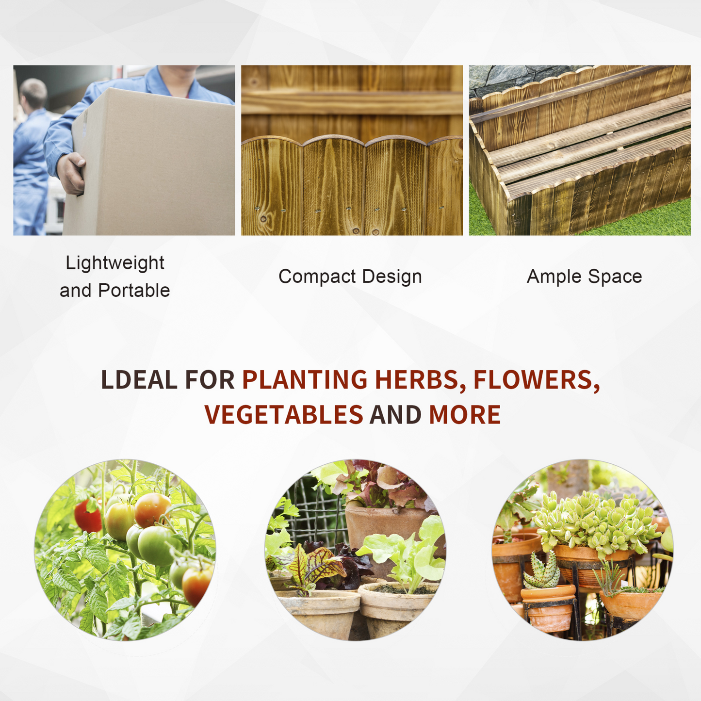 Outsunny 109L Wooden Raised Garden Bed - 100x40x30cm, Large Rectangular Planter Box