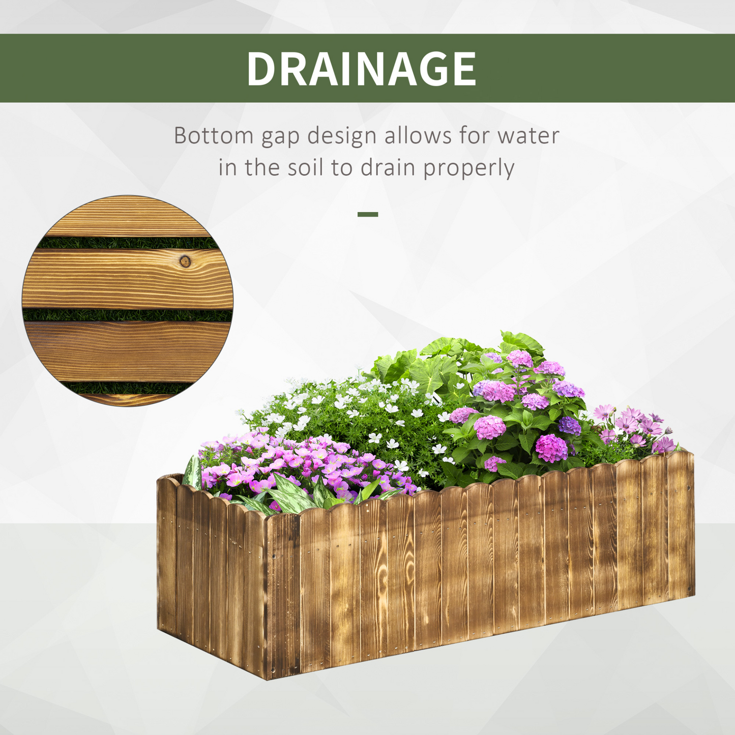Outsunny 109L Wooden Raised Garden Bed - 100x40x30cm, Large Rectangular Planter Box