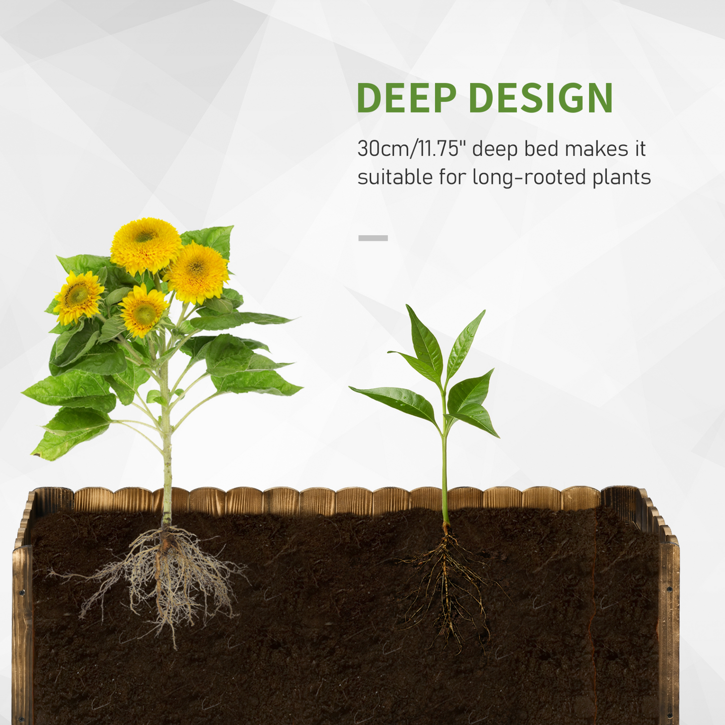 Outsunny 109L Wooden Raised Garden Bed - 100x40x30cm, Large Rectangular Planter Box