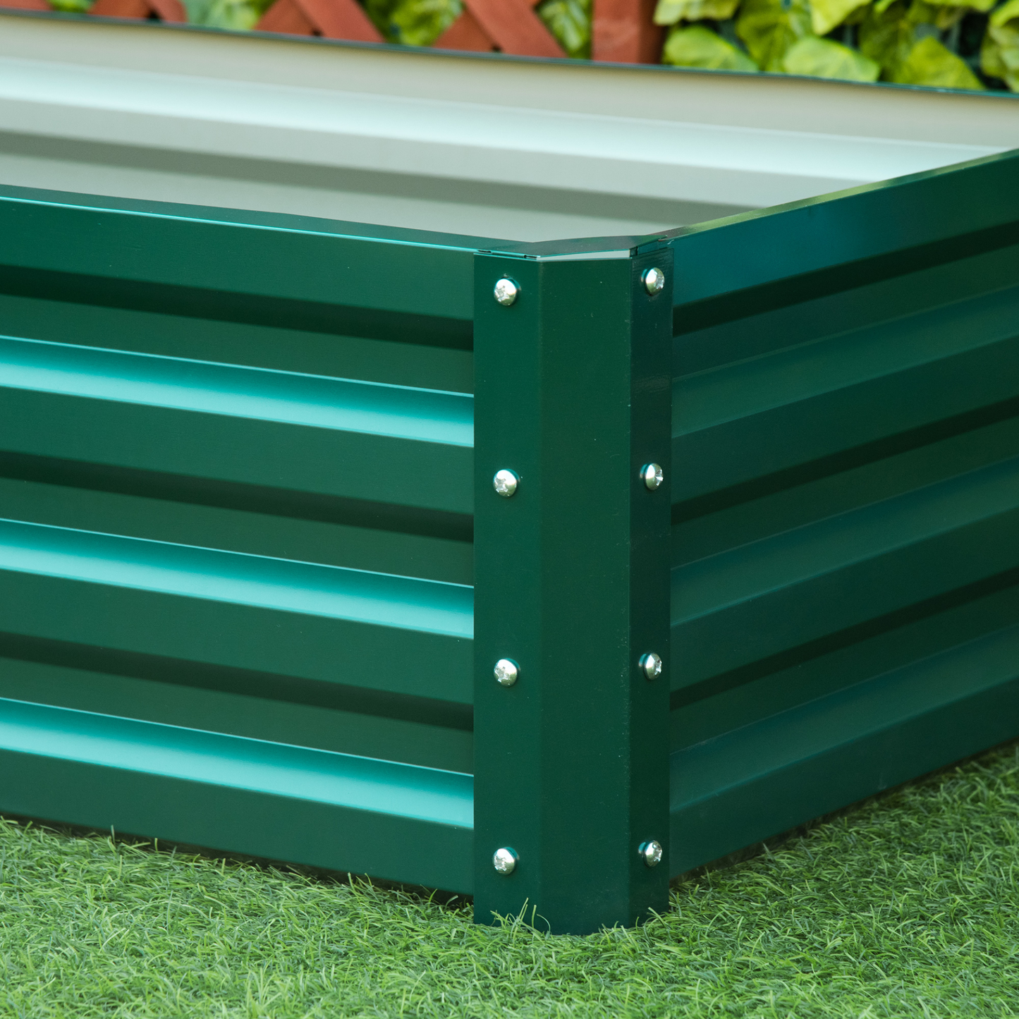 Outsunny Raised Bed for Garden, Galvanized Outdoor Planter Flower Pot for Herbs and Vegetables, Use for Patio, Backyard, Balcony, Green