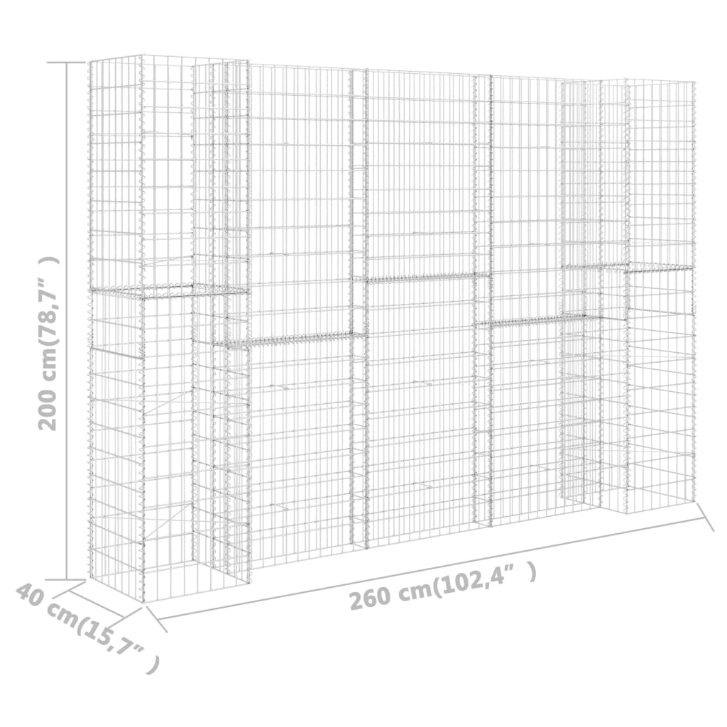 vidaXL H-Shaped Gabion Planter Steel Wire 260x40x200 cm