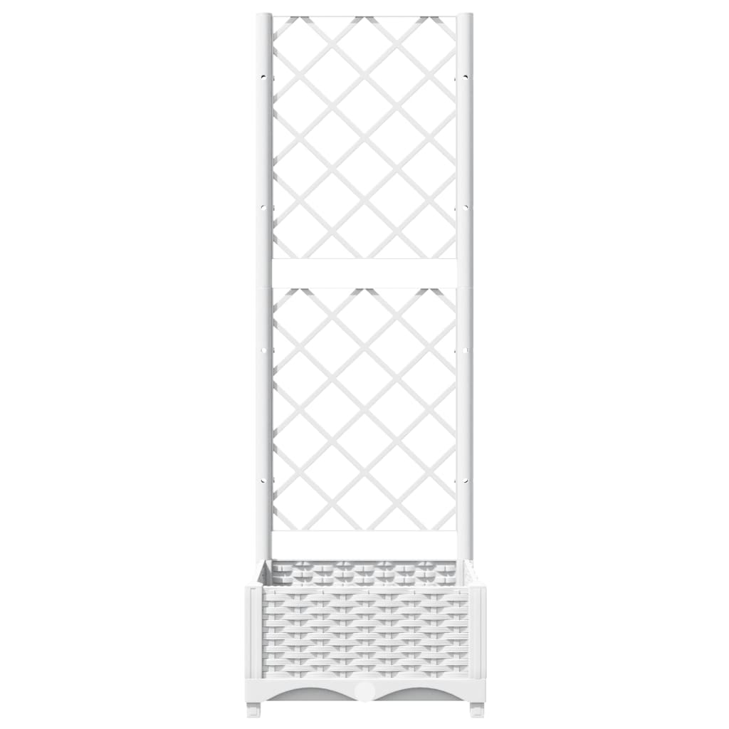 vidaXL White Polypropylene Garden Planter w/ Trellis - 40x40x121.5cm, Sturdy & Elegant