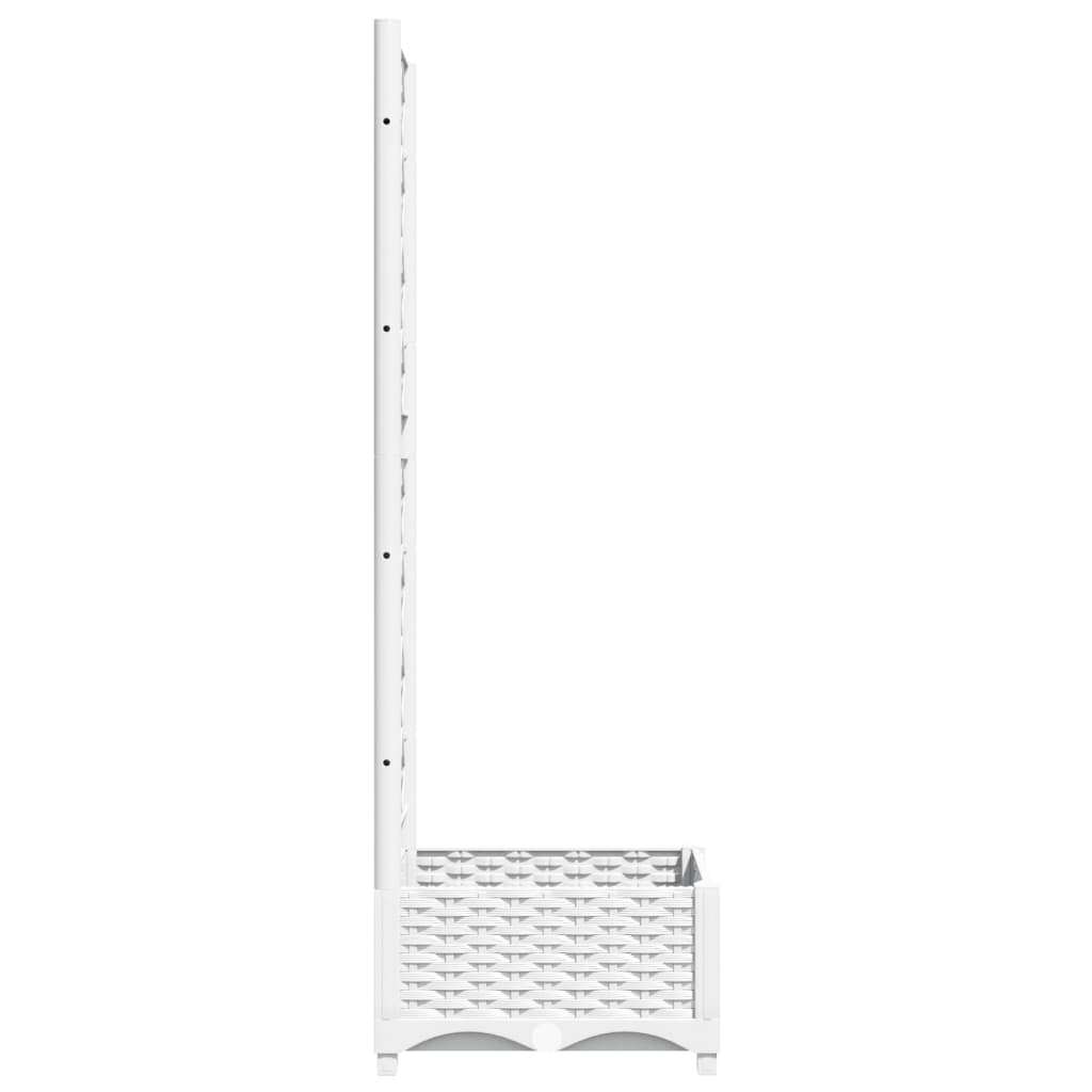 vidaXL White Polypropylene Garden Planter w/ Trellis - 40x40x121.5cm, Sturdy & Elegant