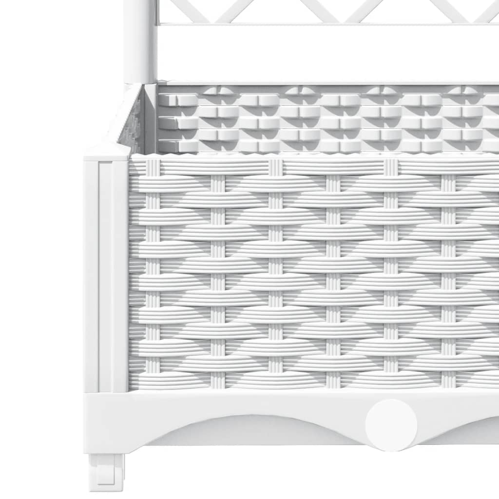 vidaXL White Polypropylene Garden Planter w/ Trellis - 40x40x121.5cm, Sturdy & Elegant