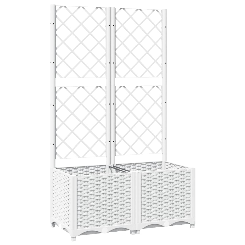 vidaXL 80x40x136cm White Polypropylene Garden Planter with Trellis