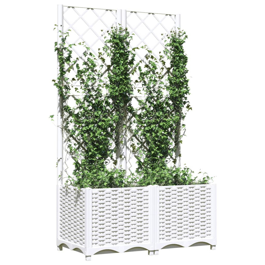 vidaXL 80x40x136cm White Polypropylene Garden Planter with Trellis