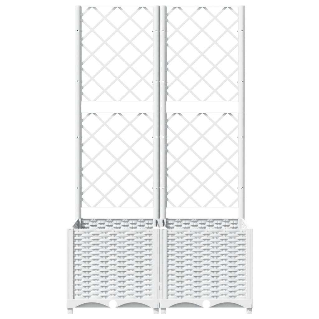 vidaXL 80x40x136cm White Polypropylene Garden Planter with Trellis