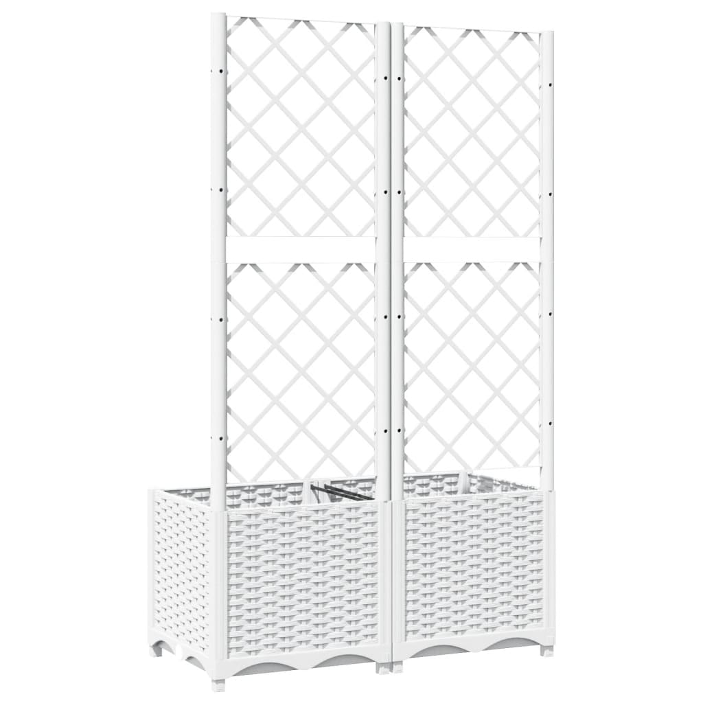vidaXL 80x40x136cm White Polypropylene Garden Planter with Trellis