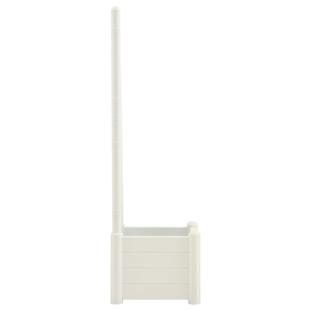 vidaXL Garden Planter with Trellis 43x43x142 cm PP White