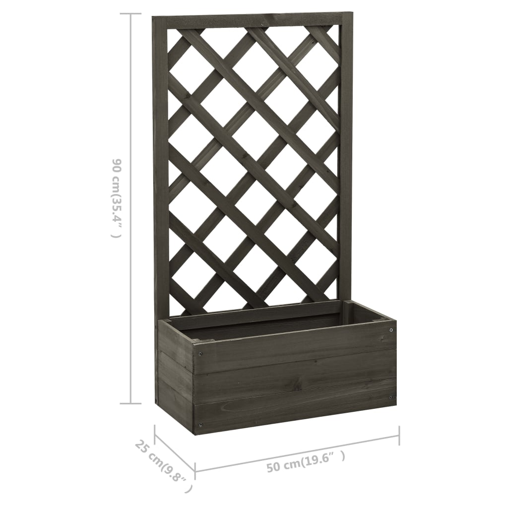 vidaXL Garden Trellis Planter Grey 50x25x90 cm Solid Firwood