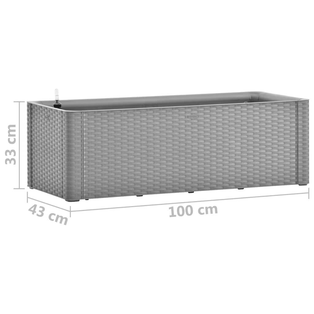 vidaXL 100x43x33cm Grey Raised Garden Bed Planter w/ Self-Watering System