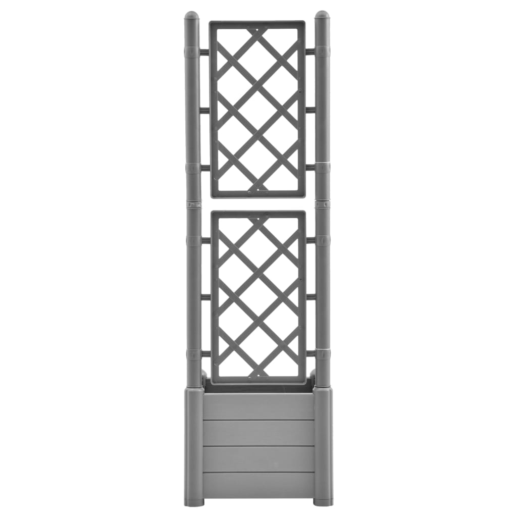 vidaXL 43x43x142cm Stone Grey PP Garden Planter w/ Trellis