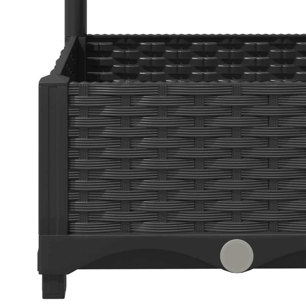 vidaXL Garden Planter with Trellis Black 120x40x121.5 cm Polypropylene