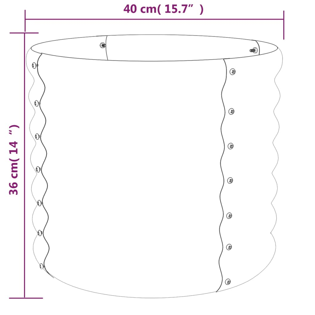 vidaXL Garden Planter Powder-coated Steel 40x40x36 cm Green