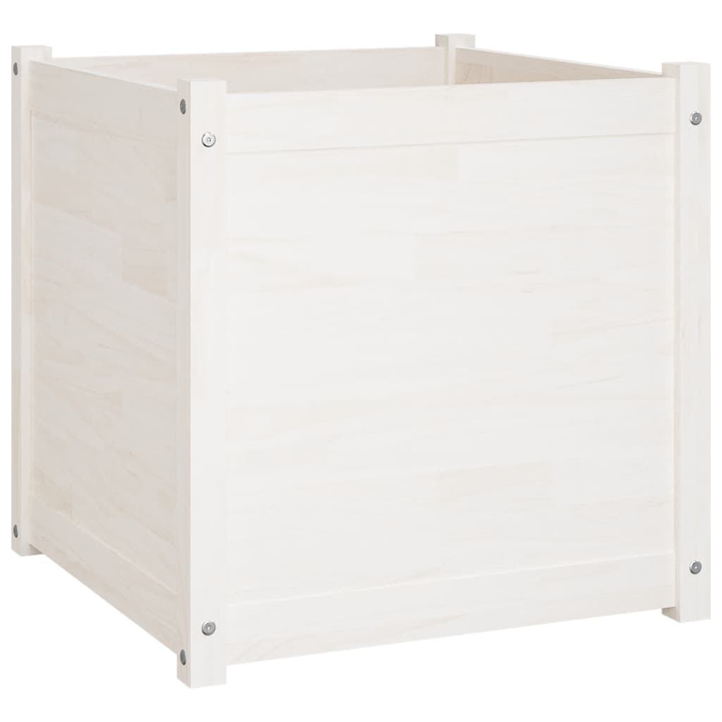 vidaXL Garden Planters 2 pcs White 60x60x60 cm Solid Pinewood