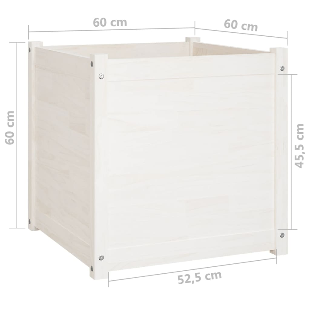 vidaXL Garden Planters 2 pcs White 60x60x60 cm Solid Pinewood