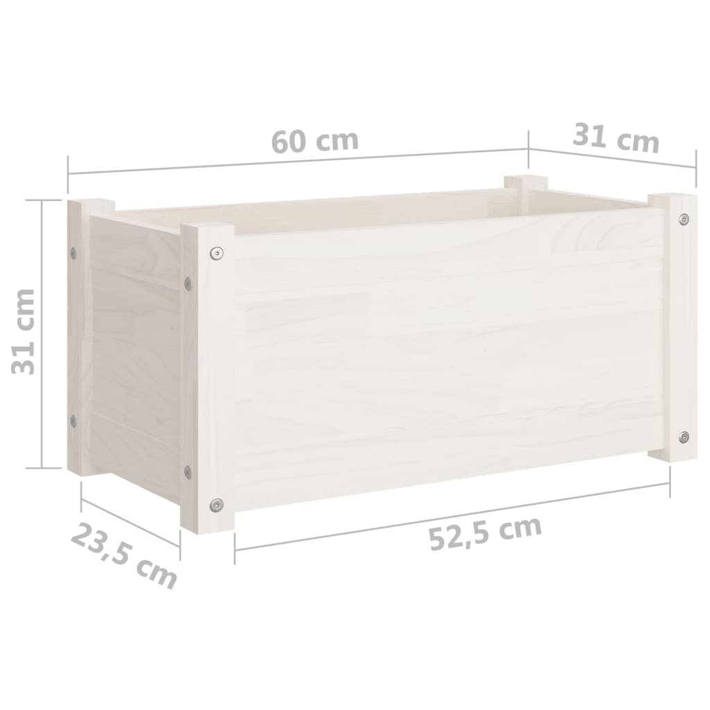 vidaXL Garden Planter White 60x31x31 cm Solid Pinewood
