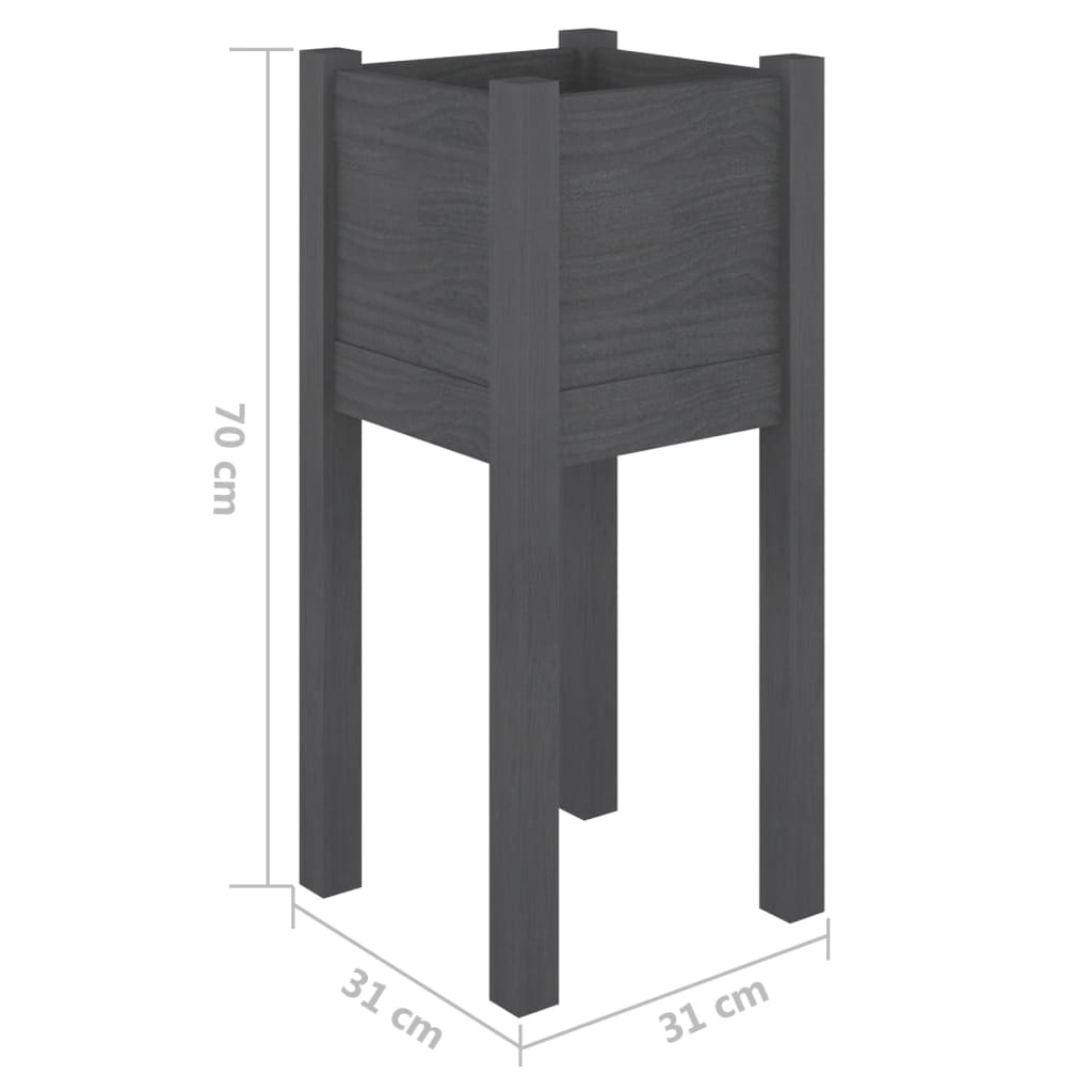 vidaXL Garden Planters 2 pcs Grey 31x31x70 cm Solid Pinewood