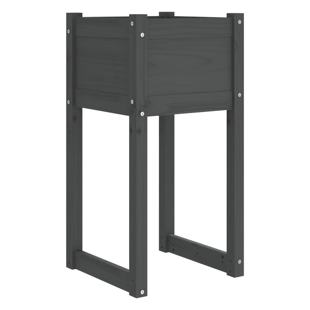 vidaXL Planters 2 pcs Grey 40x40x81 cm Solid Wood Pine