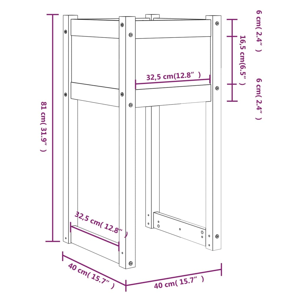 vidaXL Planters 2 pcs White 40x40x81 cm Solid Wood Pine