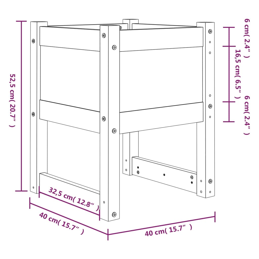 vidaXL Planters 2 pcs 40x40x52.5 cm Solid Wood Pine
