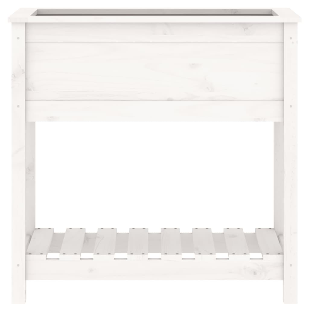 vidaXL 82.5x34.5x81cm White Solid Pine Wood Planter with Shelf