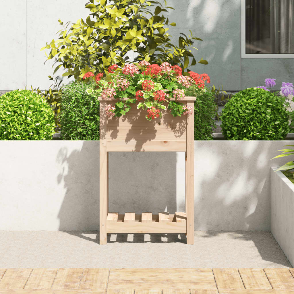 vidaXL Planter with Shelf 54x34.5x81 cm Solid Wood Pine