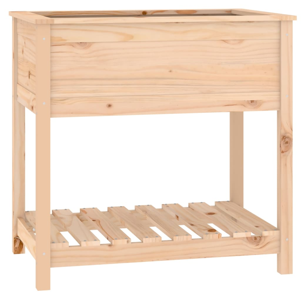 vidaXL 82.5x54x81cm Solid Pine Wood Planter with Shelf