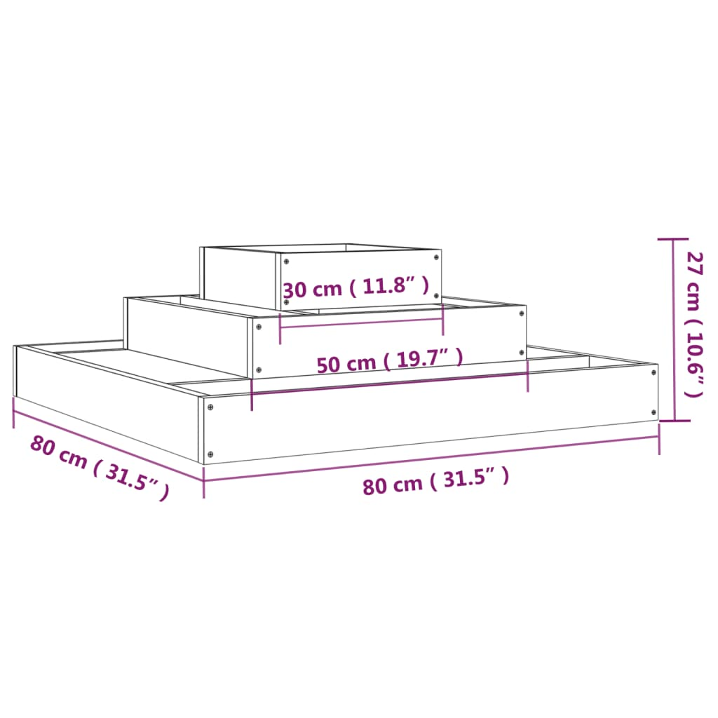 vidaXL Planter 80x80x27 cm Solid Wood Douglas