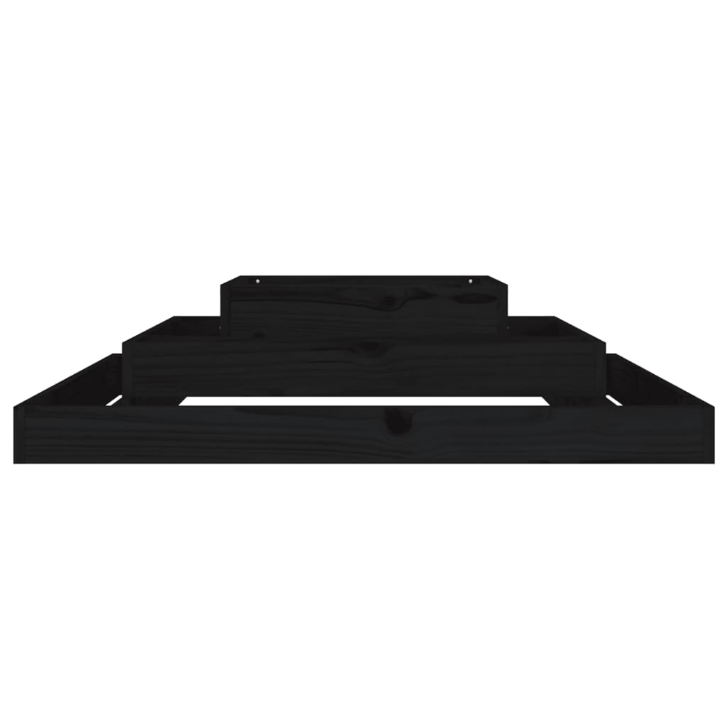 vidaXL Planter Black 110x110x27 cm Solid Wood Pine