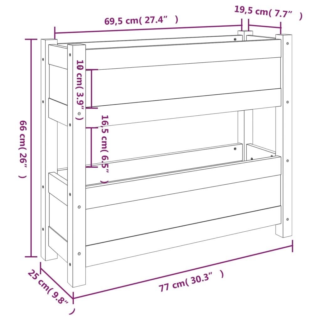 vidaXL Planter Grey 77x25x66 cm Solid Wood Pine