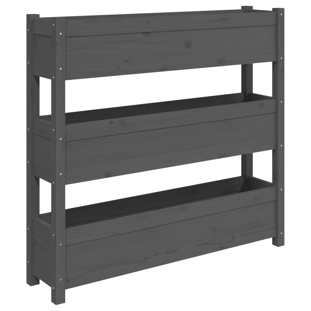 vidaXL Planter Grey 112x25x104.5 cm Solid Wood Pine