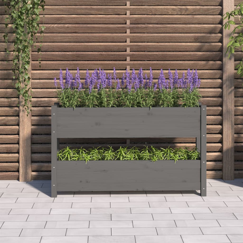 vidaXL Planter Grey 112x25x66 cm Solid Wood Pine