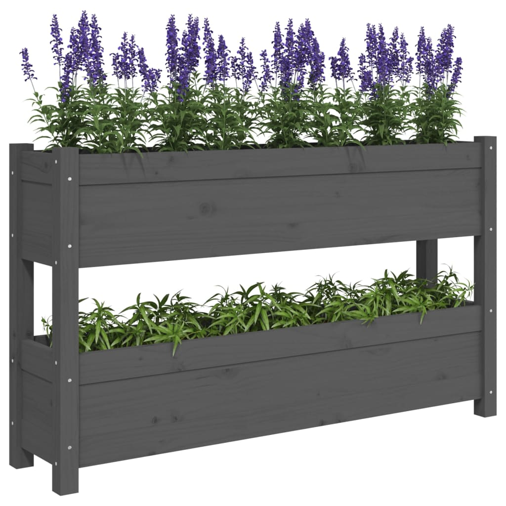 vidaXL Planter Grey 112x25x66 cm Solid Wood Pine