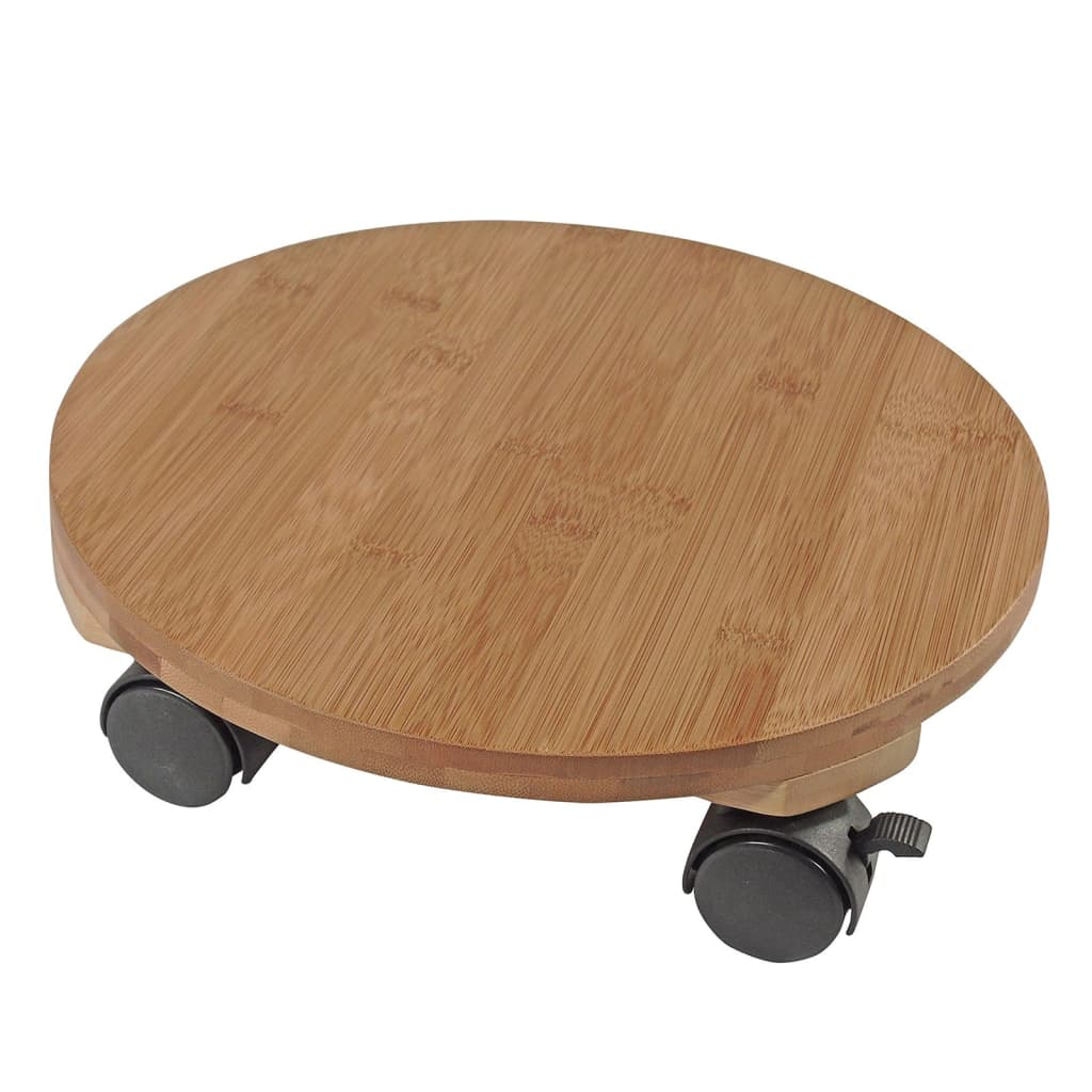 Nature BPC Round Plant Trolley - Ø30cm, Brown, Sturdy & Mobile Plant Stand
