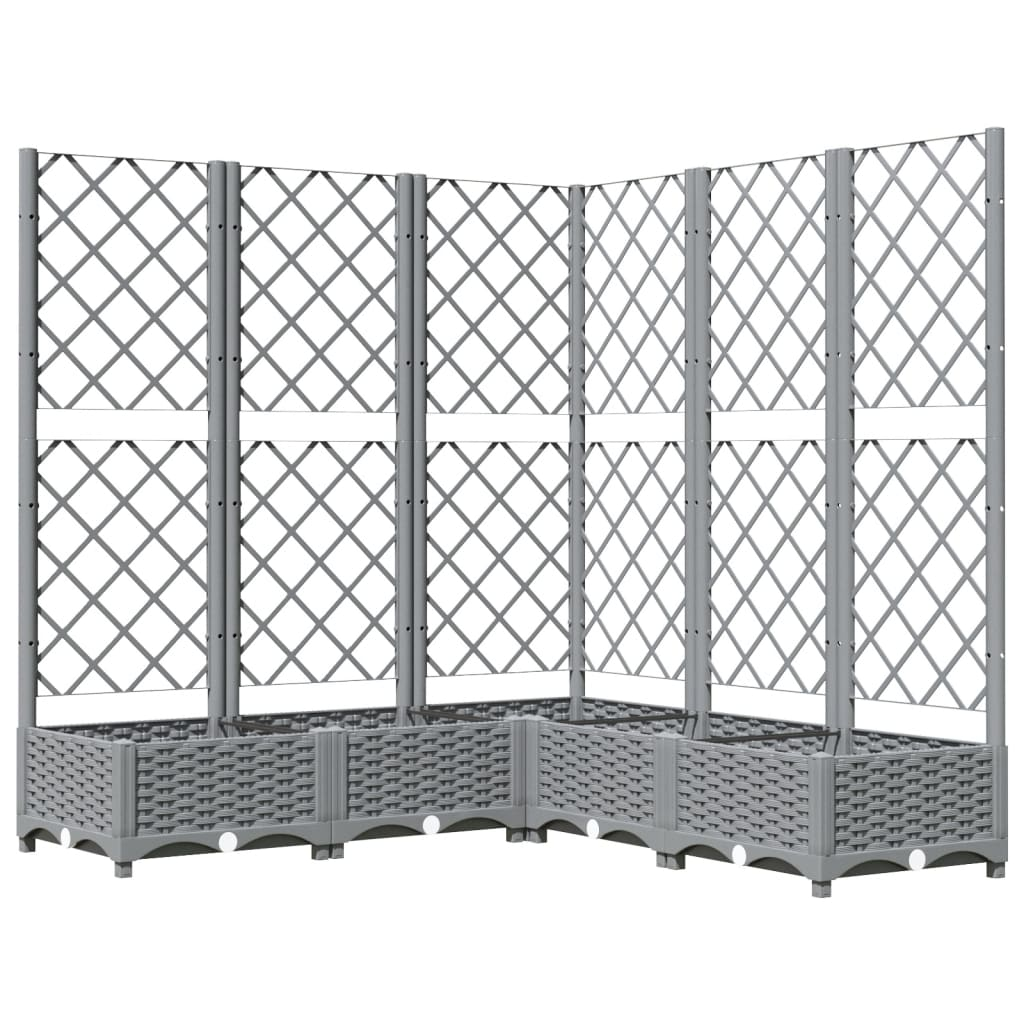 vidaXL 120x120x121.5cm Light Grey Polypropylene Garden Planter w/ Trellis