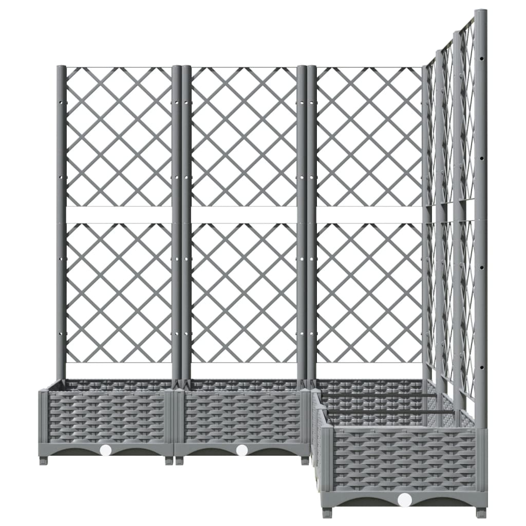 vidaXL 120x120x121.5cm Light Grey Polypropylene Garden Planter w/ Trellis