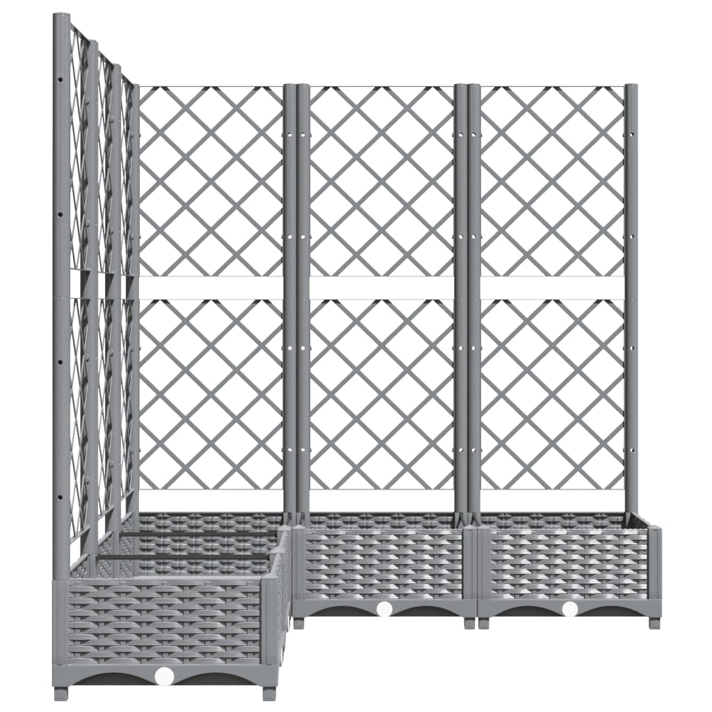 vidaXL 120x120x121.5cm Light Grey Polypropylene Garden Planter w/ Trellis