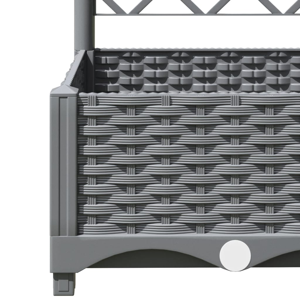 vidaXL 120x120x121.5cm Light Grey Polypropylene Garden Planter w/ Trellis