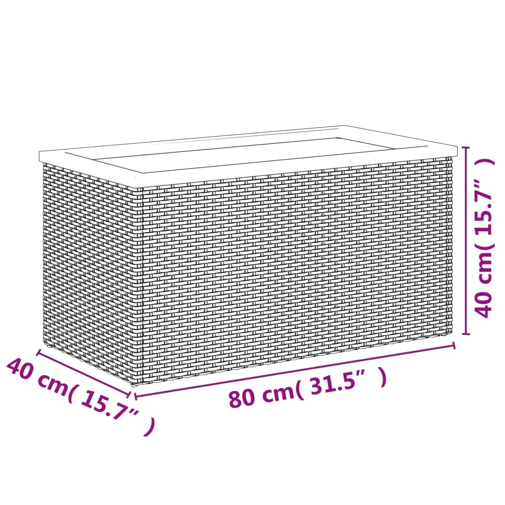 vidaXL Planter Black 80x40x40 cm Poly Rattan