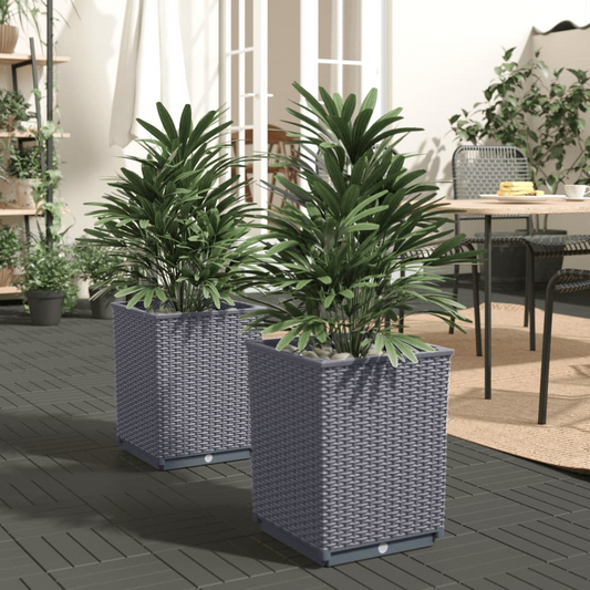 vidaXL Planters 2 pcs Dark Grey 30x30x37 cm Polypropylene