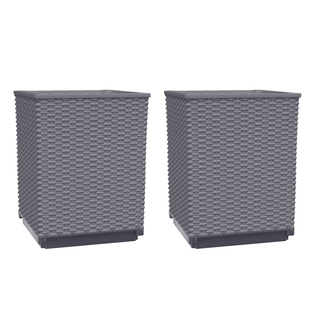 vidaXL Planters 2 pcs Dark Grey 30x30x37 cm Polypropylene