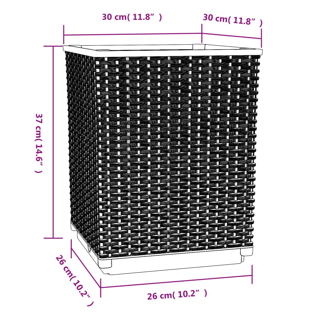 vidaXL Planters 2 pcs Dark Grey 30x30x37 cm Polypropylene