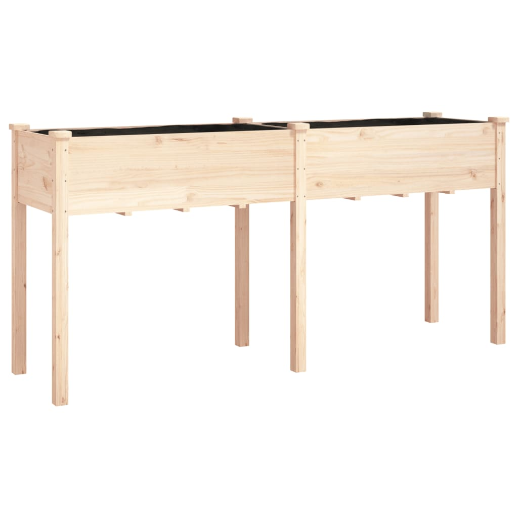 vidaXL 161x45x76cm Solid Fir Wood Planter with Liner