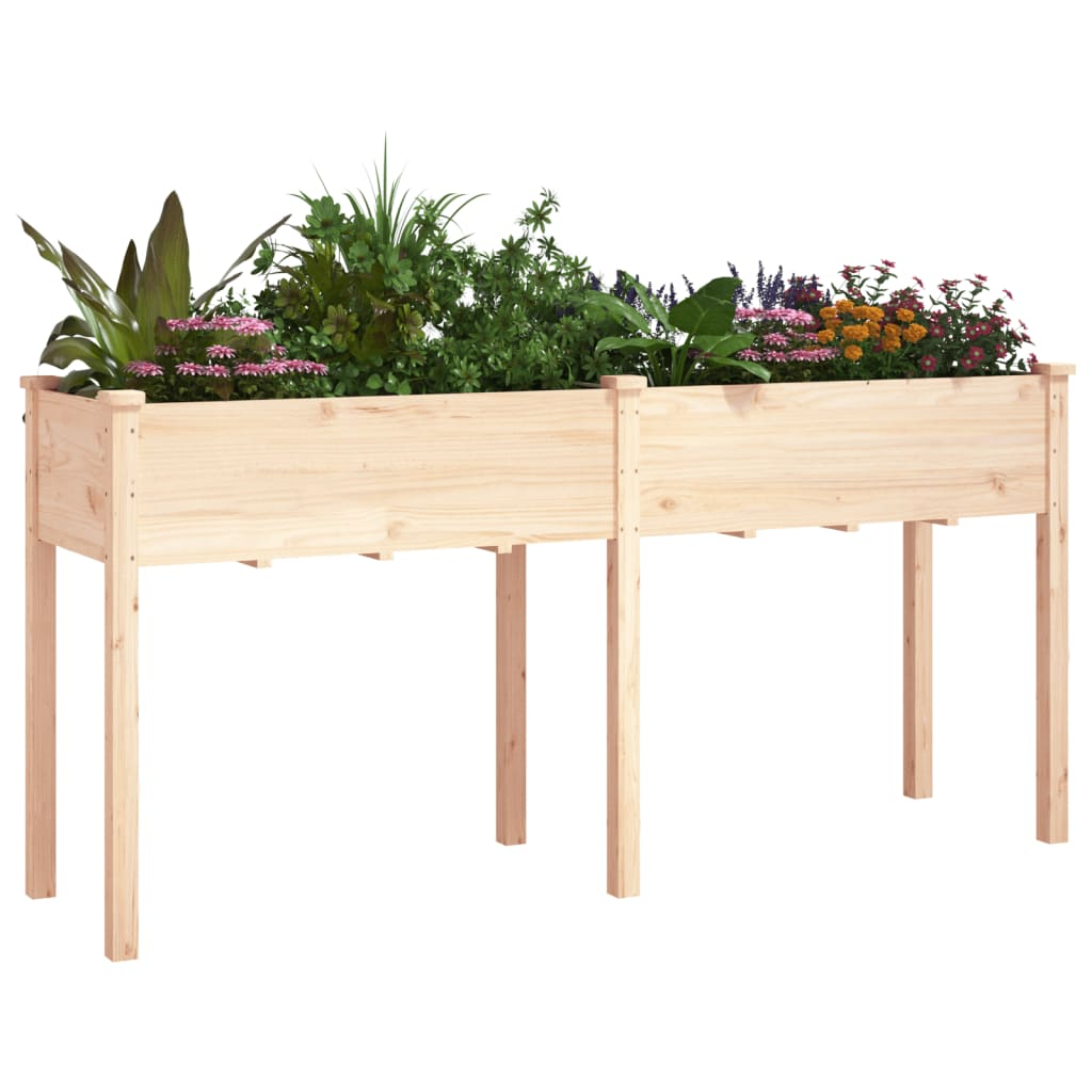 vidaXL 161x45x76cm Solid Fir Wood Planter with Liner