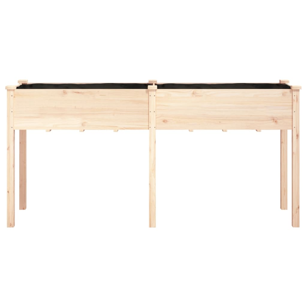 vidaXL 161x45x76cm Solid Fir Wood Planter with Liner